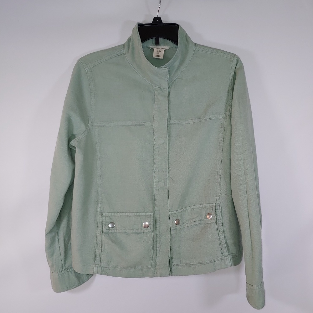 Chrisitan Siriano Women's Linen Blend Cargo Jacket Sage Green Size Medium